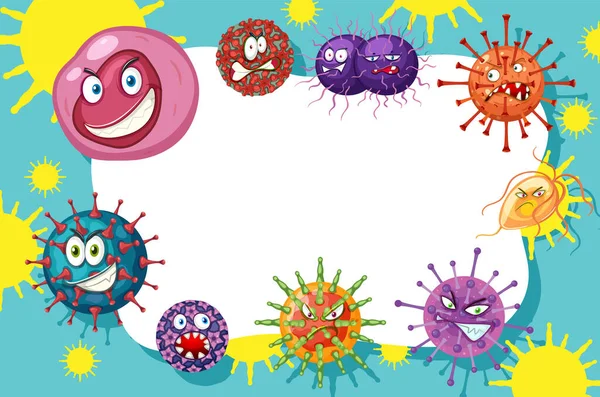 Bakterie Zarazków Wzór Ramki Tła Wirusa Ilustracja — Wektor stockowy