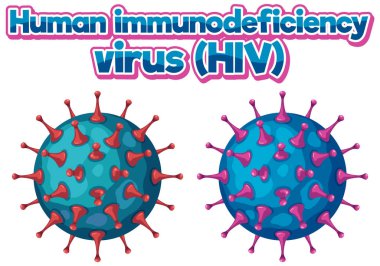 Beyaz arkaplan illüstrasyonunda insan bağışıklık yetmezliği virüsü (HIV)
