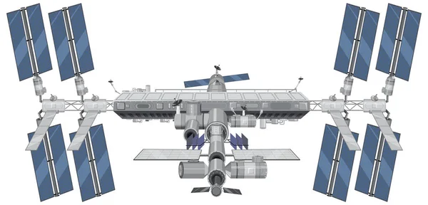 Estación Espacial Internacional Iss Sobre Fondo Blanco Ilustración — Vector de stock
