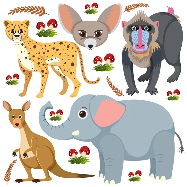 Σύνολο Εικονογράφησης Χαρακτήρων Ανάμειξης Ζώων — Διανυσματικό Αρχείο