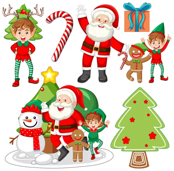 Merry Christmas Object Decoration Item Collection Illustration — Stock Vector