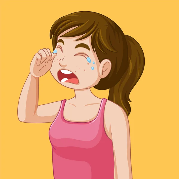 泪流满面的少女 — 图库矢量图片