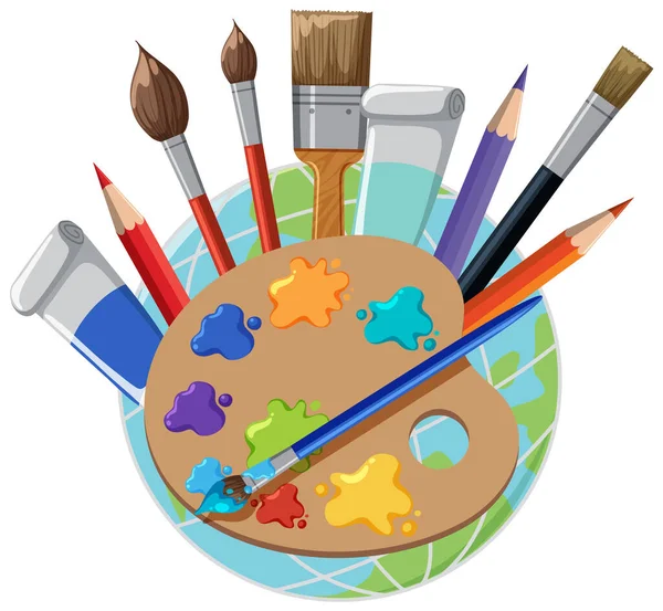 Paint Brushes Color Palette Illustration — Vector de stock