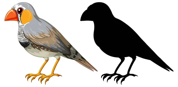 Silhouette Illustrazione Uccello Piedi — Vettoriale Stock