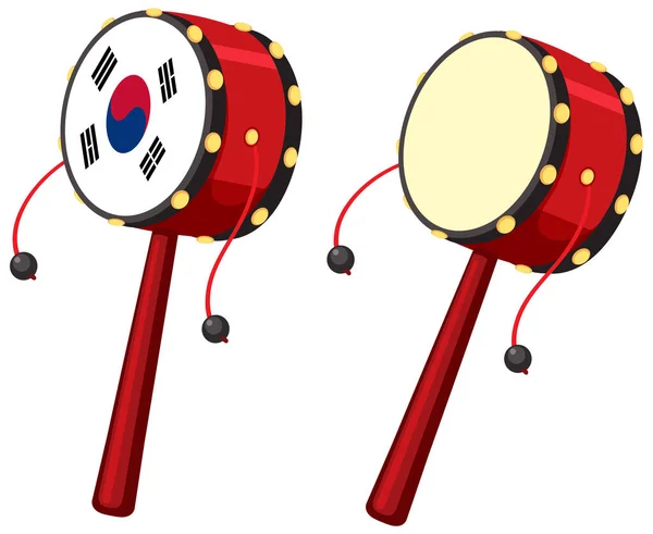 Korean Hand Held Pellet Drum Vector Illustration — Stock Vector