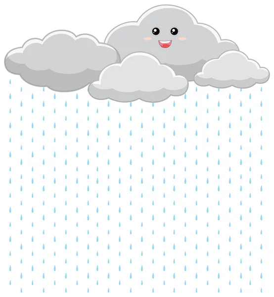 Szczęśliwa Chmura Kropla Deszczu Ilustracja — Wektor stockowy