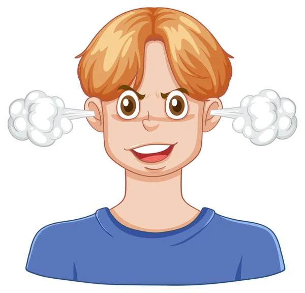Teen Boy Angry Face Illustration — Stock Vector