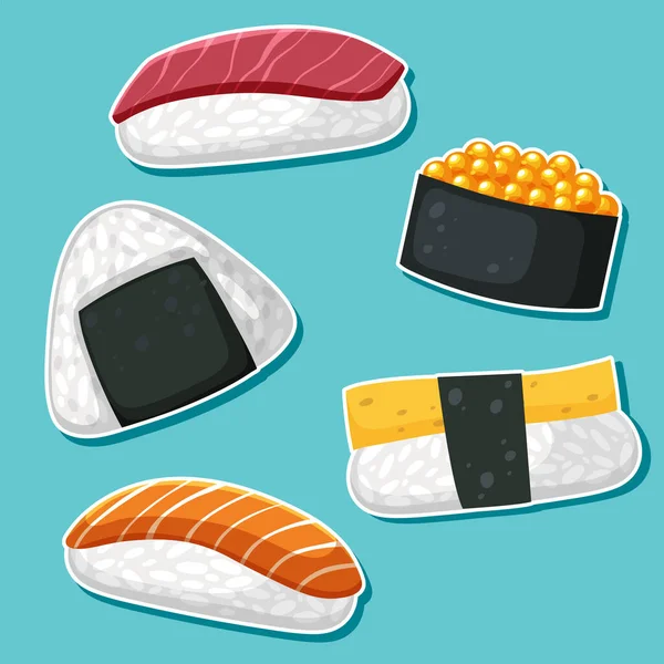 Japanese Food Sushi Set Illustration — Stock Vector