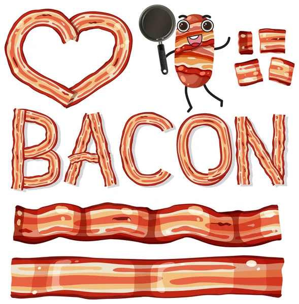 stock vector mix set of grilled bacon illustration