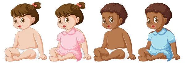 Set Von Kleinkindern Mit Unterschiedlicher Hautfarbe — Stockvektor
