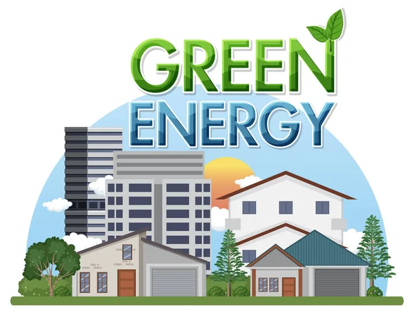 Green Energy Text Banner Design Illustration — Archivo Imágenes Vectoriales