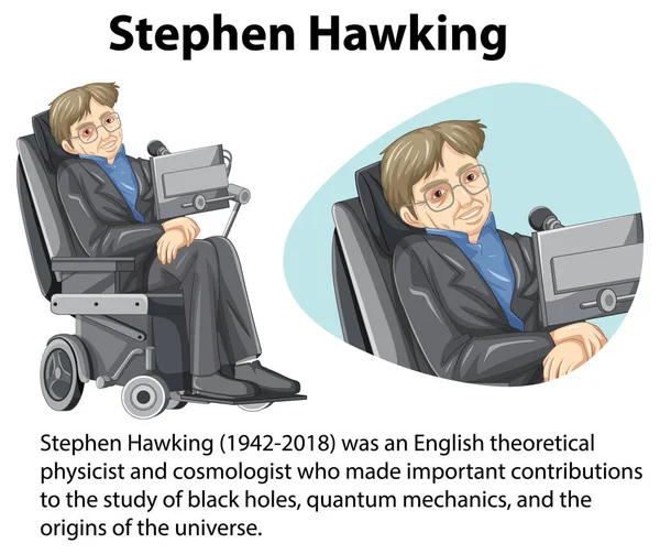 Informative Biography Stephen Hawking Illustration — Stock Vector