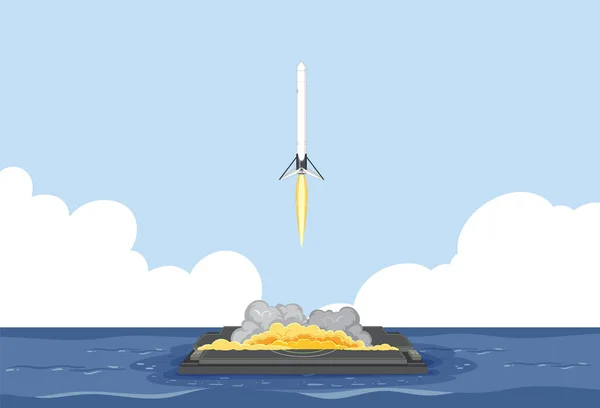 Rocket Launching Space Concept Illustration — стоковый вектор