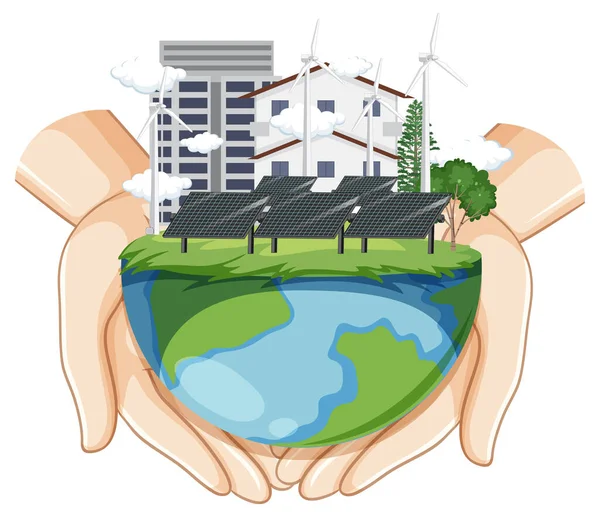 Energia Verde Gerada Partir Recursos Naturais Ilustração Conceito Vetorial — Vetor de Stock