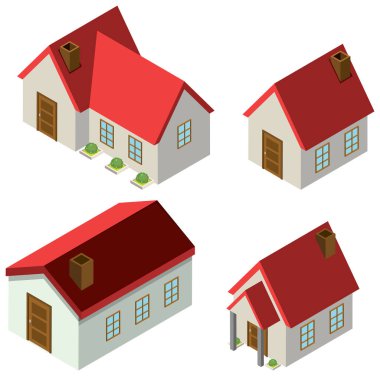 Isometric Buildings and Houses Set illustration