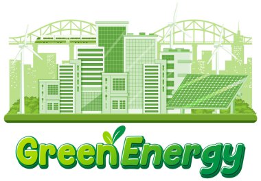 Green energy from natural resources vector concept illustration