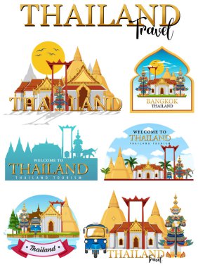 Bangkok Tayland Landmark Logo Sancakları