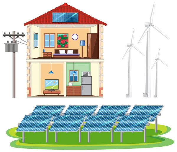 Groene Energie Uit Natuurlijke Hulpbronnen Vector Concept Illustratie — Stockvector