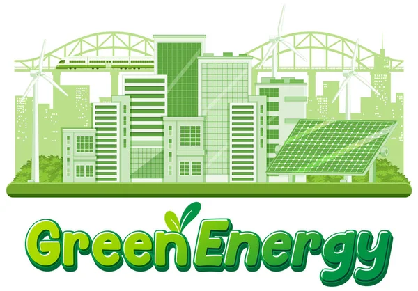 Ilustração Conceito Energia Verde Proveniente Dos Recursos Naturais — Vetor de Stock