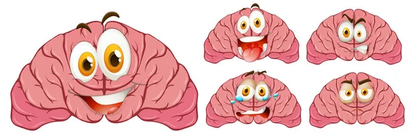 Cartoon Human Brain Facial Expression Illustration — 图库矢量图片
