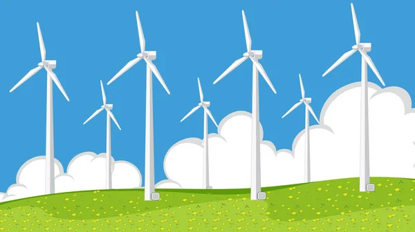 Ilustração Conceito Geração Energia Turbina Eólica — Vetor de Stock