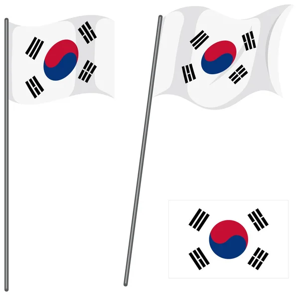 South Korean Flag Waving Vector Design Illustration — Stock Vector