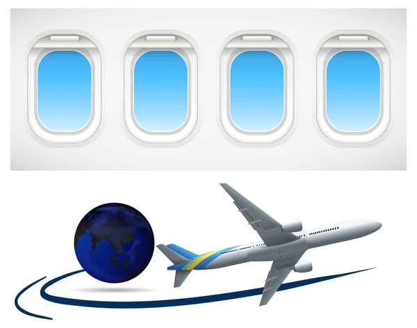 Air Travel Window Scene Illustration — Stock Vector