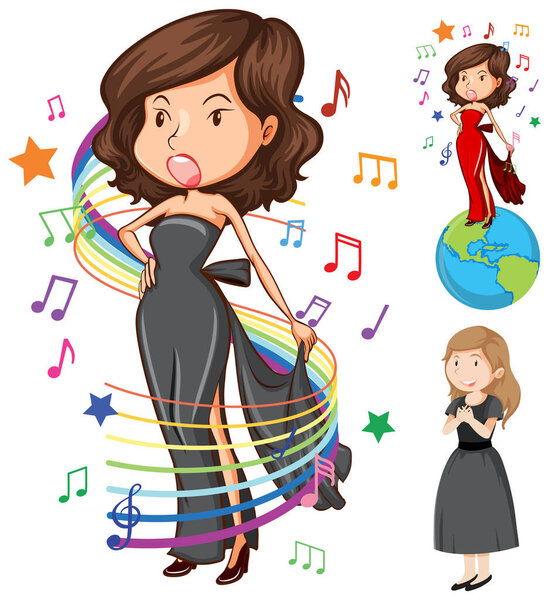 Set of mix classical singer illustration
