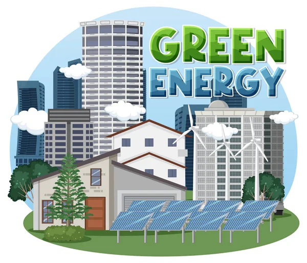 Ilustración Diseño Banner Texto Energía Verde — Vector de stock