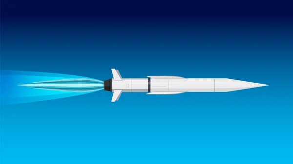 Foguete Espacial Voando Céu Azul Ilustração — Vetor de Stock