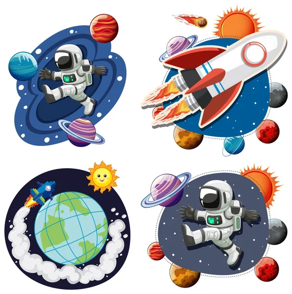 Outer Space Characters Collection Illustration — 스톡 벡터