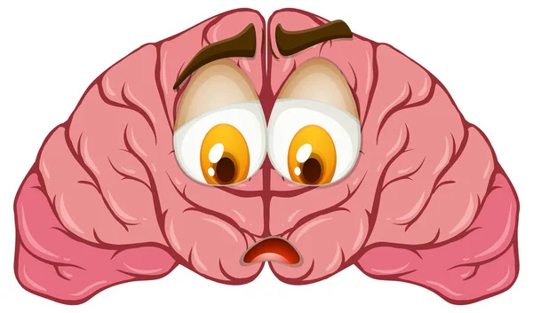 Cartoon Human Brain Facial Expression Illustration — ストックベクタ