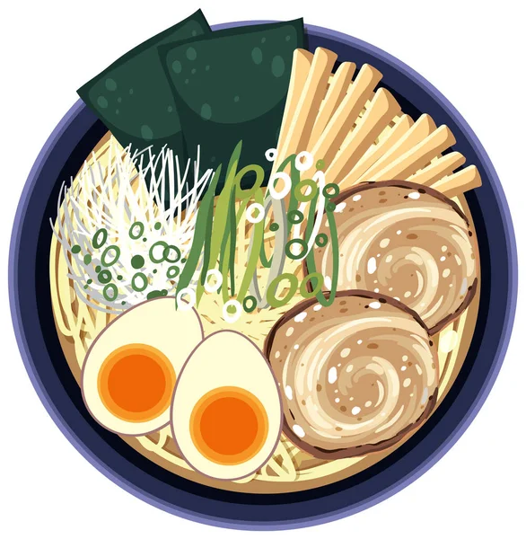 Japanese Ramen Noodles Bowl Illustration — Stock Vector