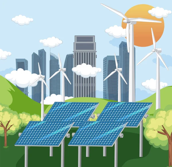 Green Energy Generated Natural Resources Vector Concept Illustration — Stockvector