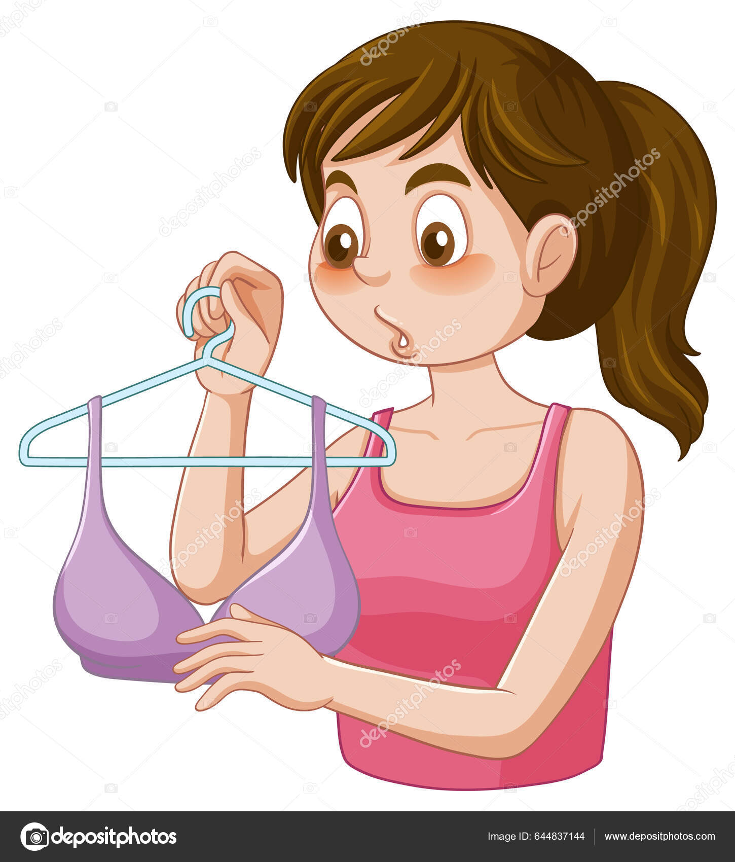 Teen Girl Experiencing Puberty Choosing Bra Illustration Stock Vector by  ©blueringmedia 644837144