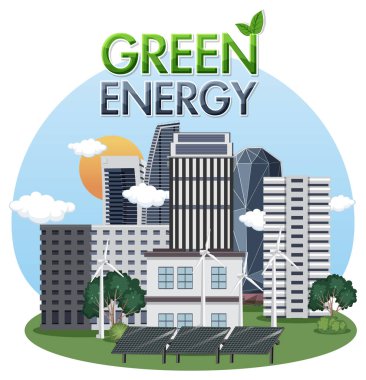 Green energy text banner design illustration