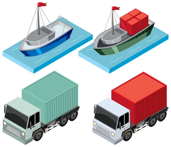Zestaw Ilustracji Transportu Logistycznego — Wektor stockowy