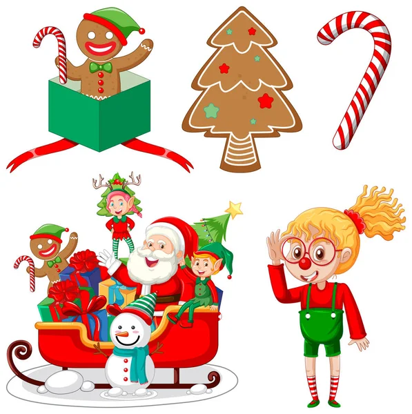 Feliz Natal Objeto Decoração Item Coleção Ilustração — Vetor de Stock