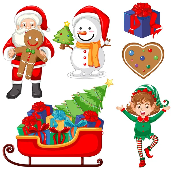 Merry Christmas Object Decoratie Item Collectie Illustratie — Stockvector