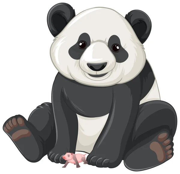 Vuxen Panda Med Nyfödd Panda Illustration — Stock vektor
