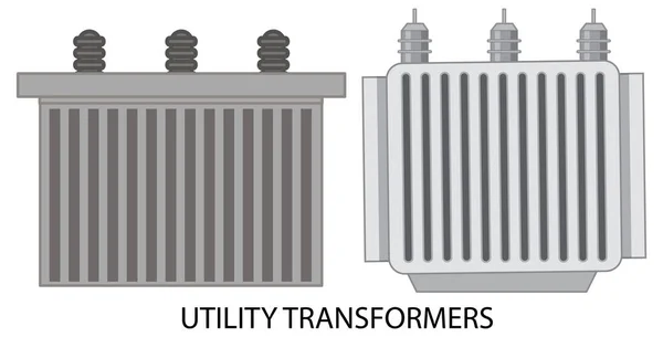 Transformer Listrik Pada Ilustrasi Latar Belakang Putih - Stok Vektor
