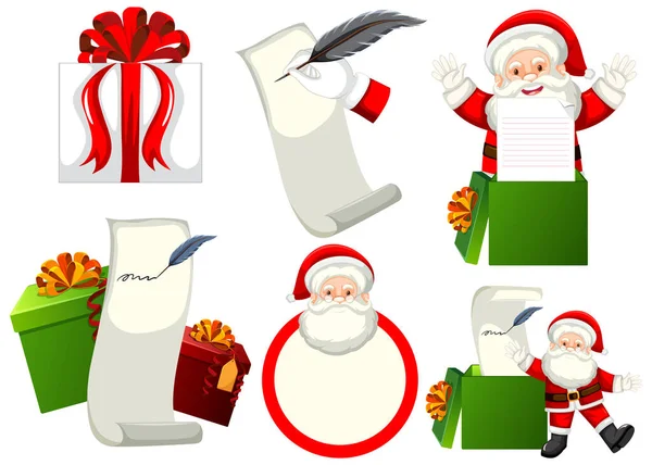 Conjunto Mistura Papai Noel Ilustração — Vetor de Stock