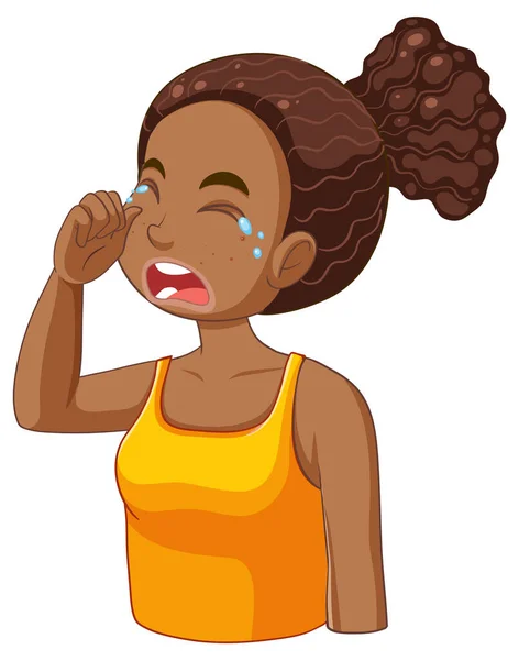 Afryki Nastolatek Dziewczyna Płacz Twarz Ilustracja — Wektor stockowy