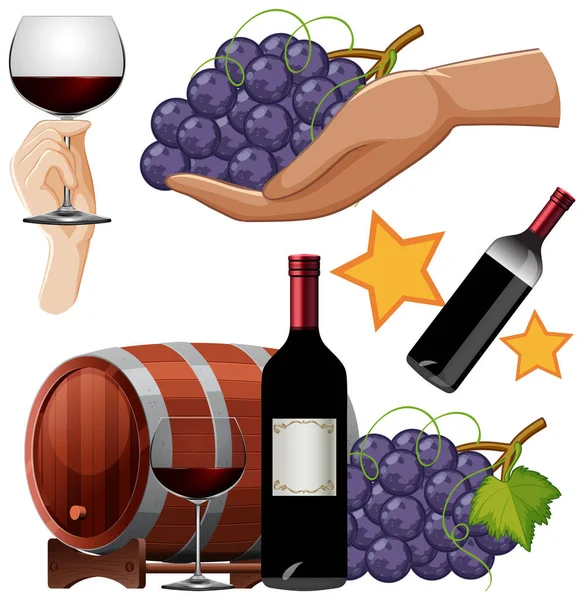 Conjunto Mistura Ilustração Vinho Tinto — Vetor de Stock