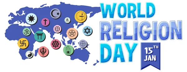 Wereld Religie Dag Banner Ontwerp Illustratie — Stockvector
