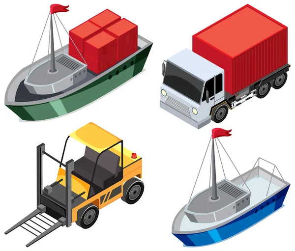 Zestaw Ilustracji Transportu Logistycznego — Wektor stockowy