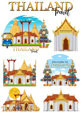 Bangkok Tayland Landmark Logo Sancakları