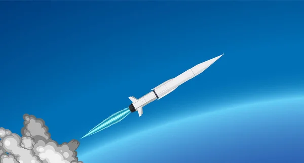 Υπερηχητικός Πύραυλος Στην Μπλε Απεικόνιση Του Ουρανού — Διανυσματικό Αρχείο