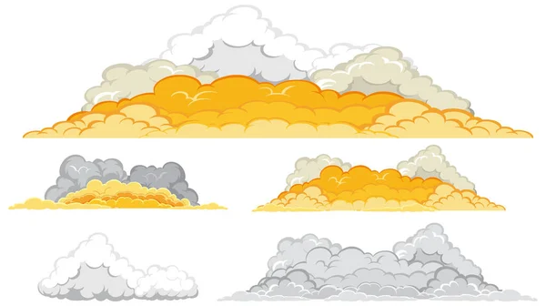 Explosion Rauchwolken Set Illustration — Stockvektor