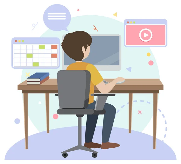 Working Characters Flat Design Web Banner Illustration — Image vectorielle